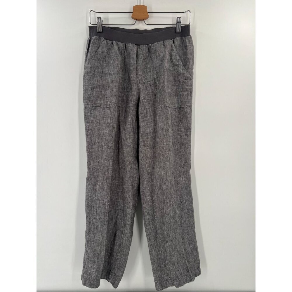 Coldwater Creek 6P Petite 100% Linen‎ Pull On Relaxed Straight Leg Pants Gray